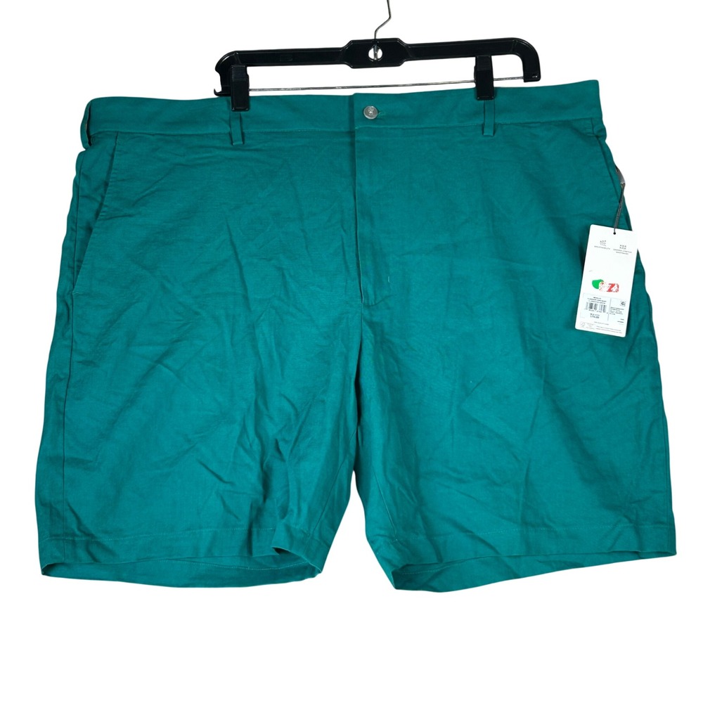 Walter Hagen Mens 42 Clubhouse‎ Linen Golf Shorts Green Flat Front 9 Inseam NEW